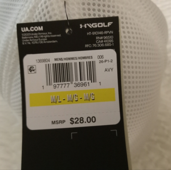 Under Armour Golf Hat Men’s Blue Cap Flex Stretch Fitted White Cool Switch M/L - Picture 2 of 3